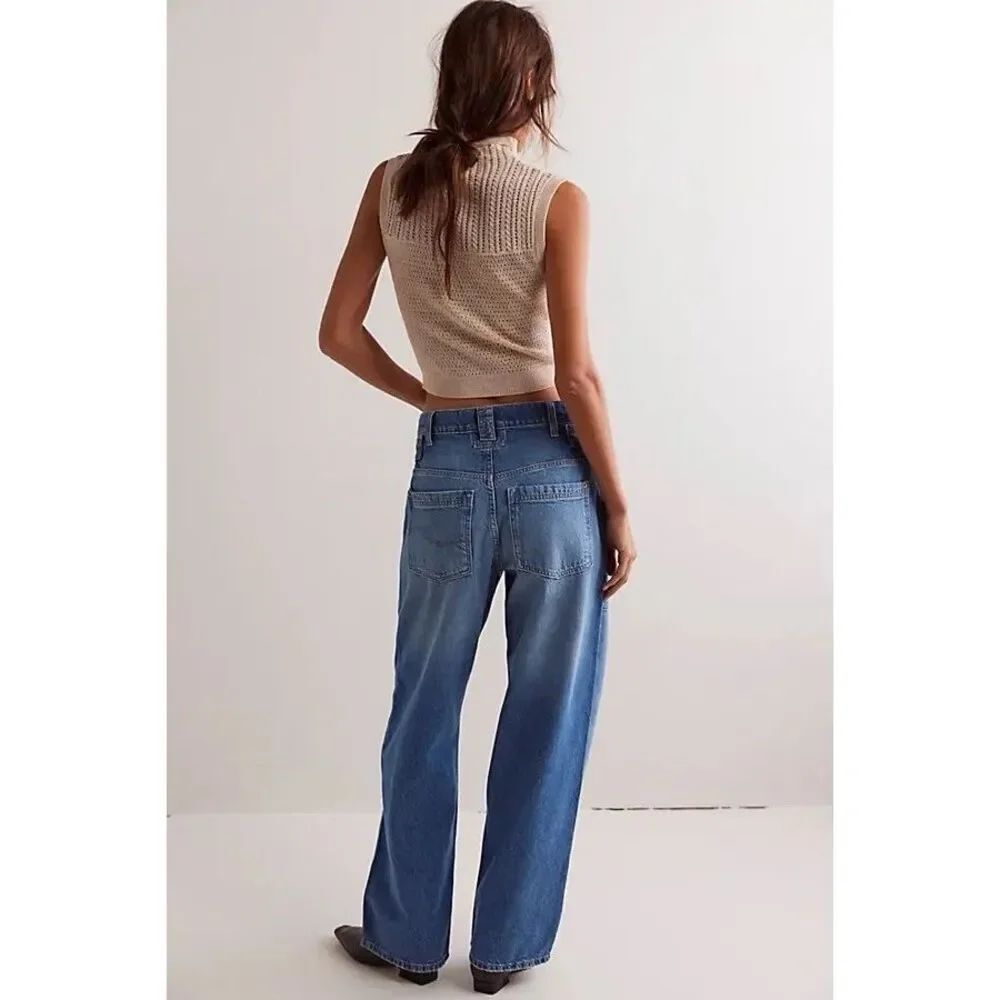 Free People We The Free Blue Jay Belted Boyfriend Jeans - Picture 3 of 8